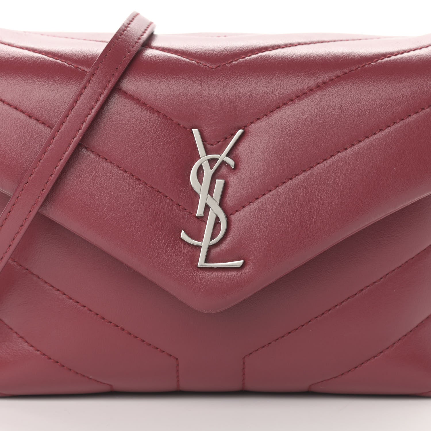 Saint Laurent Calfskin Y Quilted Monogram Toy Loulou Crossbody Bag Rouge 7 of 12