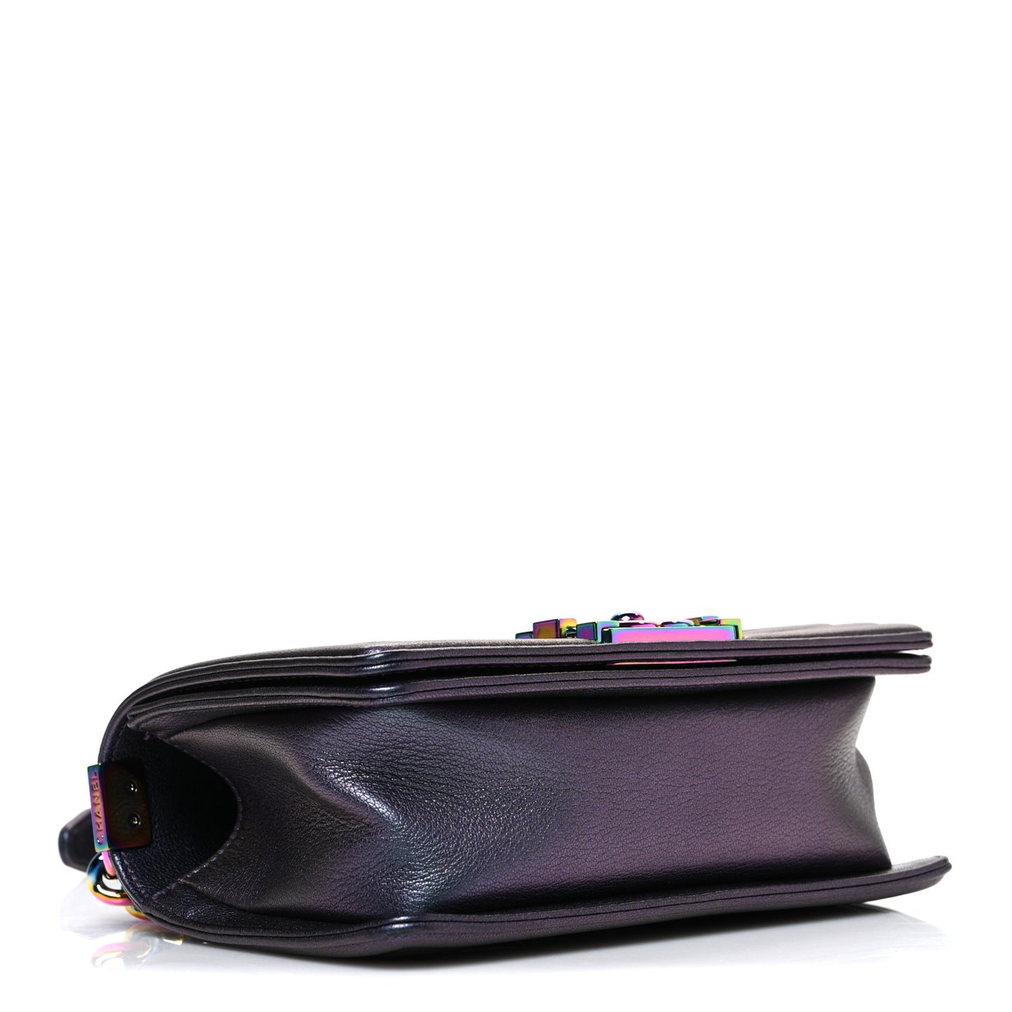 Iridescent Goatskin Quilted Small Boy Flap Purple