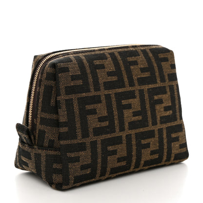 Fendi Fabric Jacquard FF 1974 Small Trapezoid Beauty Pouch Tobacco Moro Black 3 of 9
