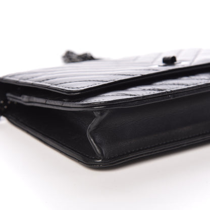 Chanel Aged Calfskin Chevron Quilted Reissue Wallet On Chain WOC So Black 8 of 9
