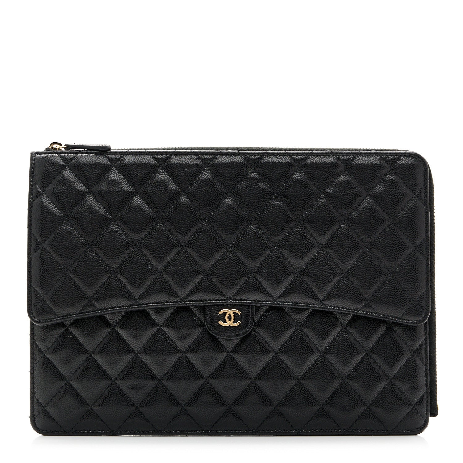 Chanel Caviar Quilted Large Flap Zip Clutch Black 1 of 7