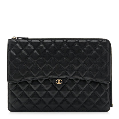 Chanel Caviar Quilted Large Flap Zip Clutch Black 1 of 7