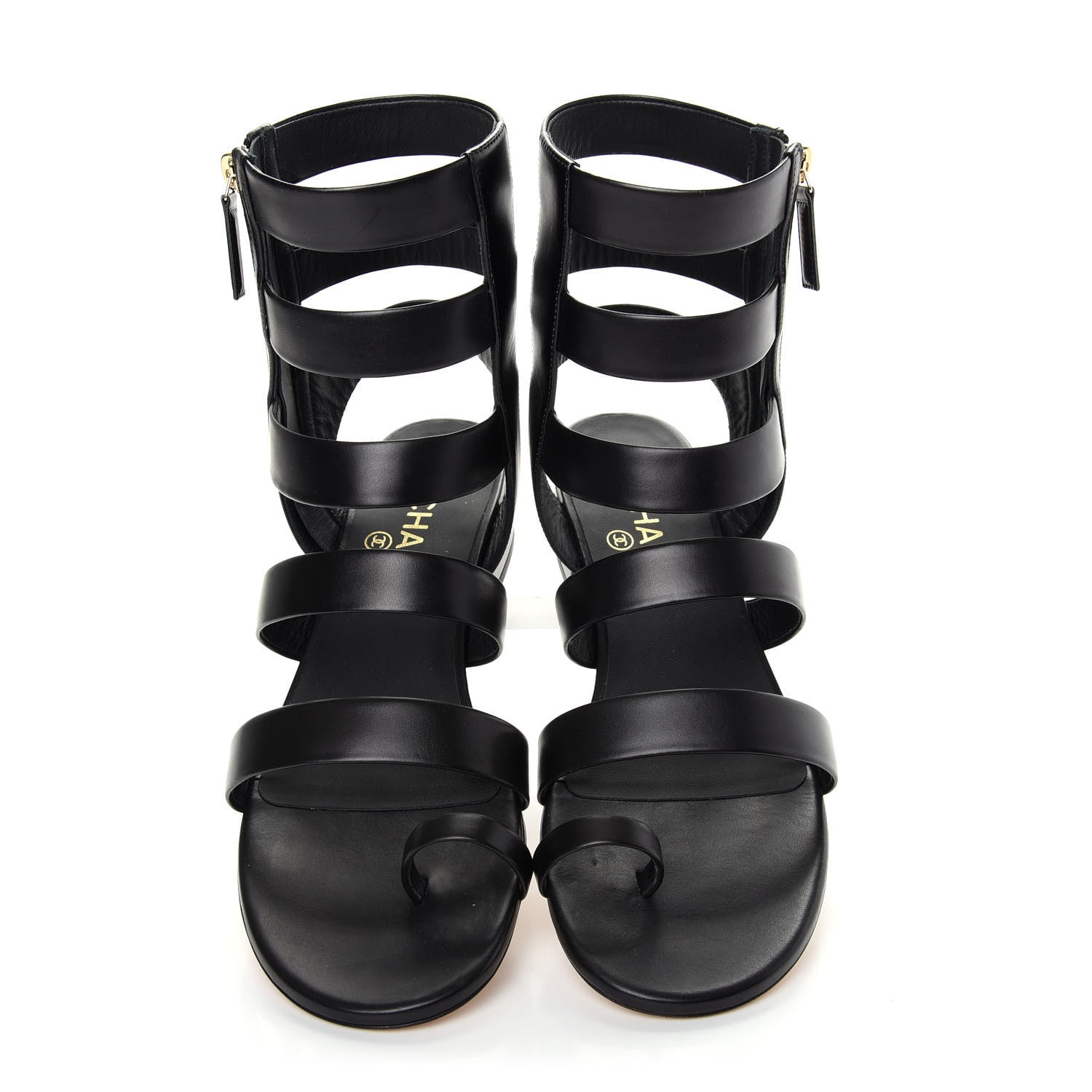 Chanel Calfskin Gladiator Sandals 39.5 Black 5 of 11