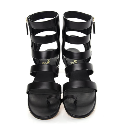 Chanel Calfskin Gladiator Sandals 39.5 Black 5 of 11