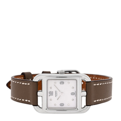 Hermes Stainless Steel Swift Diamond Mother of Pearl 23mm Cape Cod Quartz Watch Etoupe 2 of 5