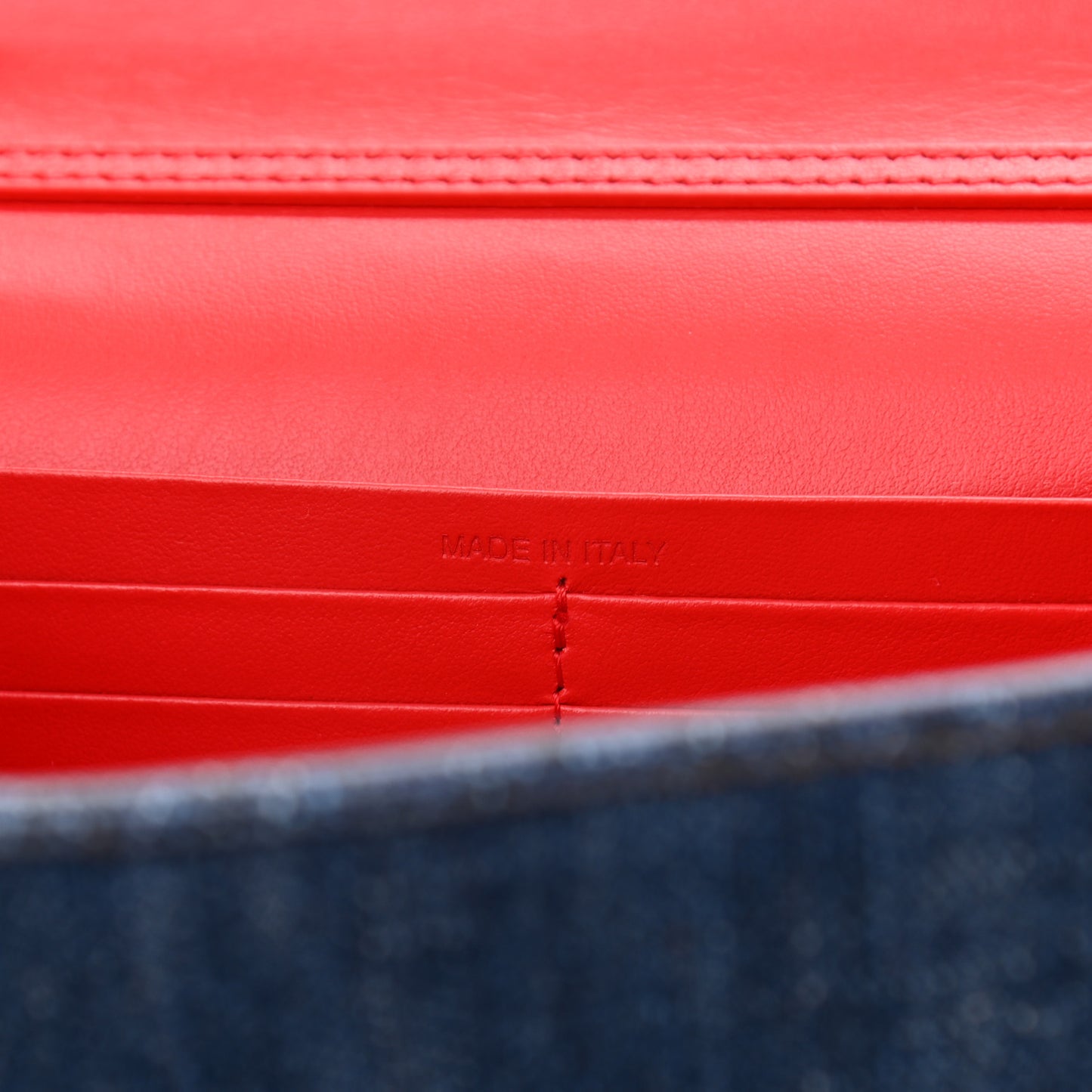Denim Calfskin Studded Flap Carasky Clutch Blue