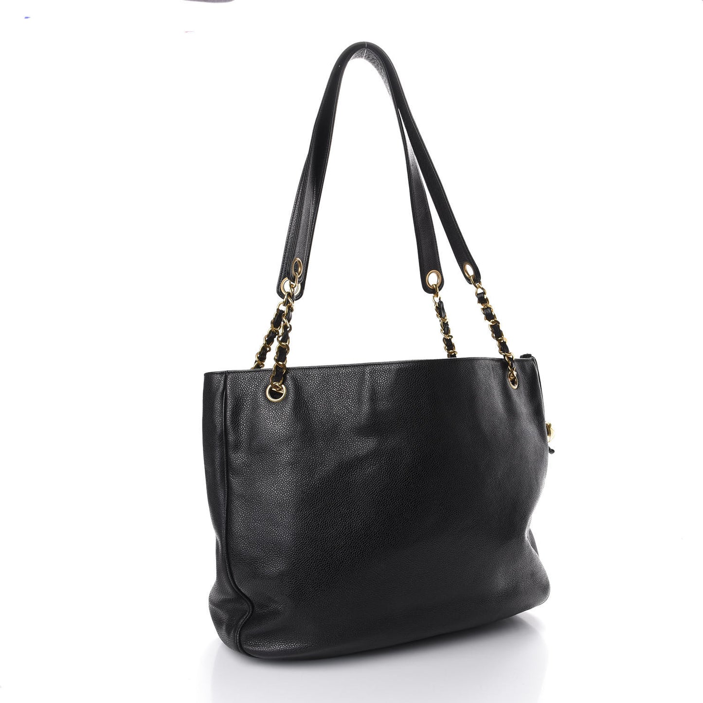 Caviar Large CC Shoulder Bag Black