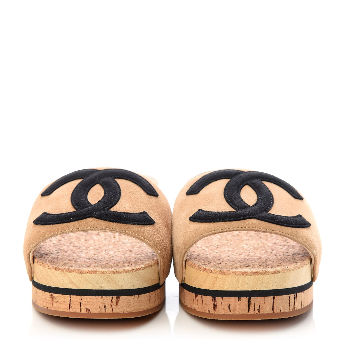 Suede Cork Mule Sandal 36 Beige Black