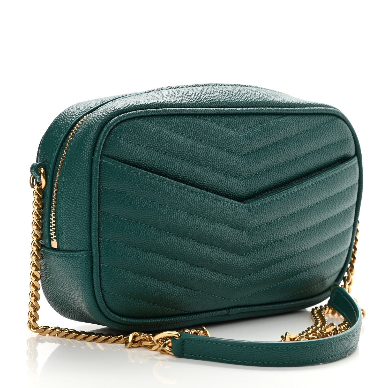 Saint Laurent Grain De Poudre Matelasse Monogram Mini Lou Camera Bag Brilliant Grass 3 of 8