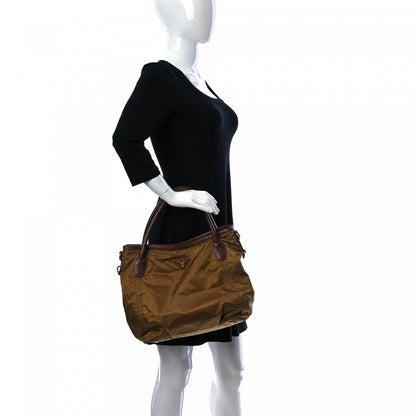 Prada Tessuto Nylon Vitello Daino Tote Tabacco 2 of 9