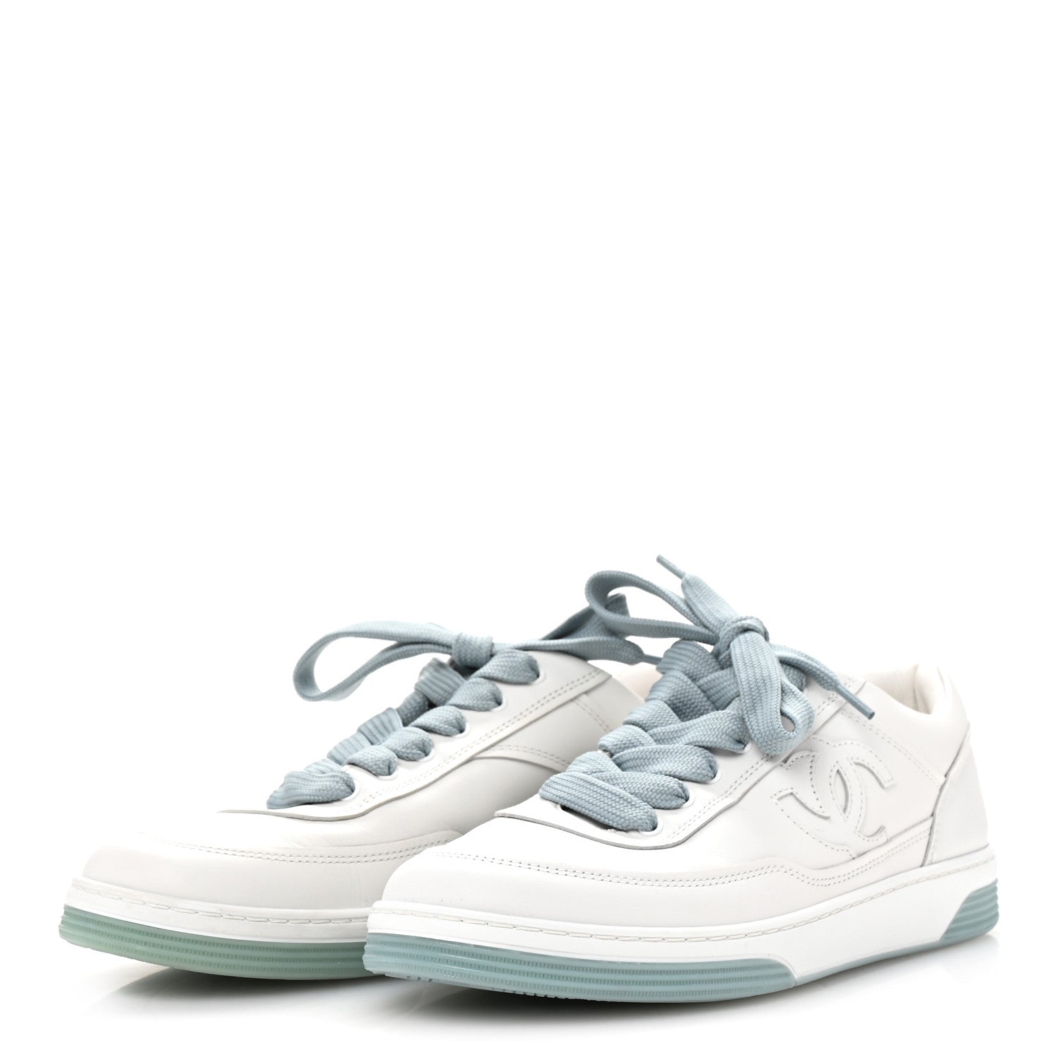 Chanel Calfskin CC Womens Sneakers 37.5 White 4 of 9