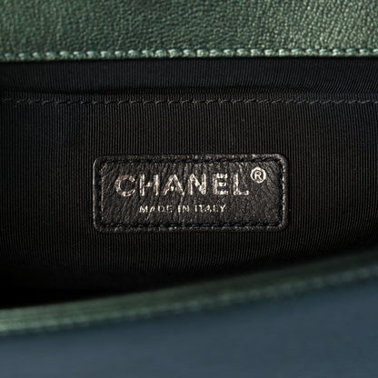 Chanel Iridescent Goatskin Quilted Medium Boy Flap Green 6 of 13