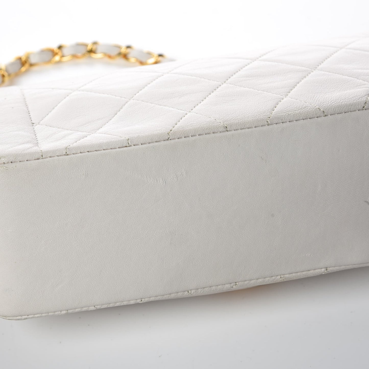 Lambskin Quilted Small Single Flap White