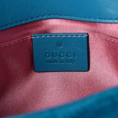 Gucci Velvet Matelasse Mini GG Marmont Shoulder Bag Pavone Cyan 6 of 9