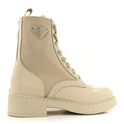Prada Spazzolato Re-Nylon Metal Triangle Logo Womens 50mm Combat Boots 39.5 Deserto 4 of 8