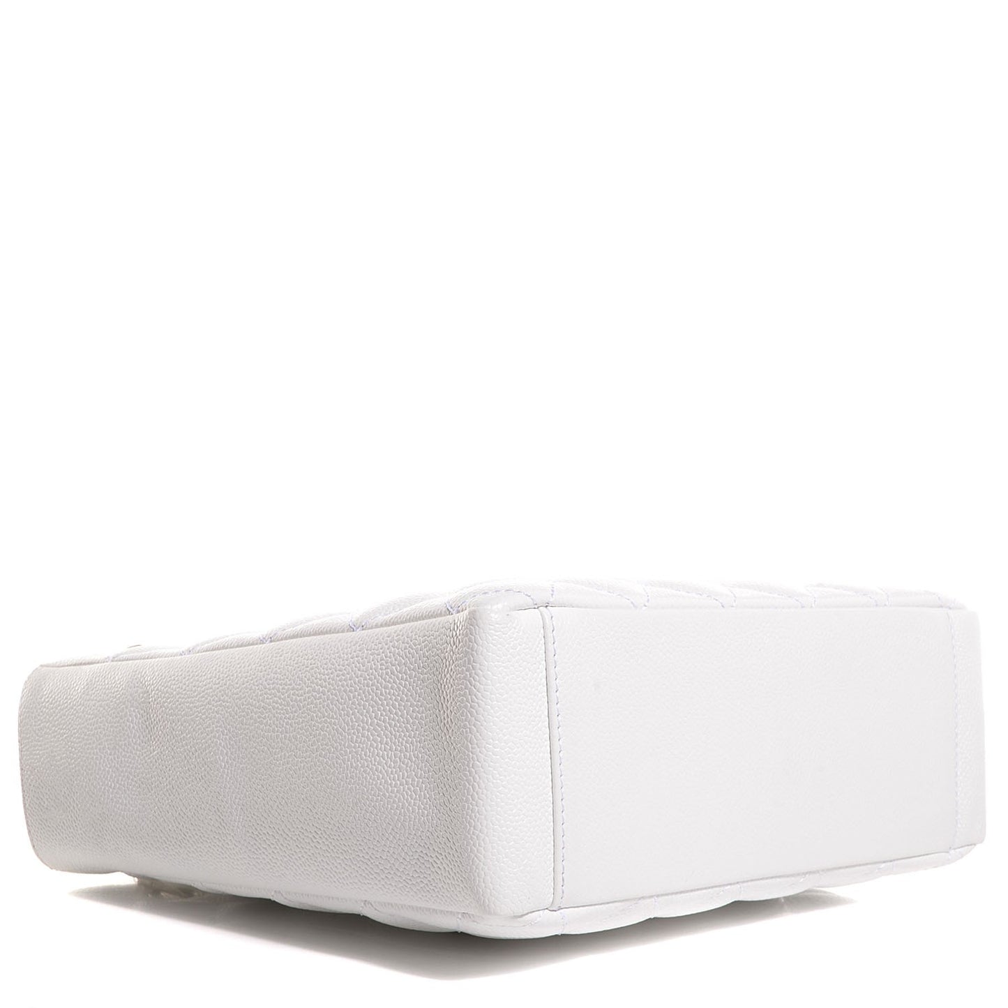 Caviar Quilted Petit Shopping Tote PST White