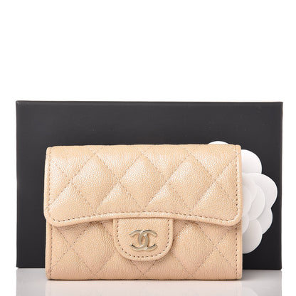 Chanel Iridescent Caviar Quilted Flap Card Holder Beige 9 of 9