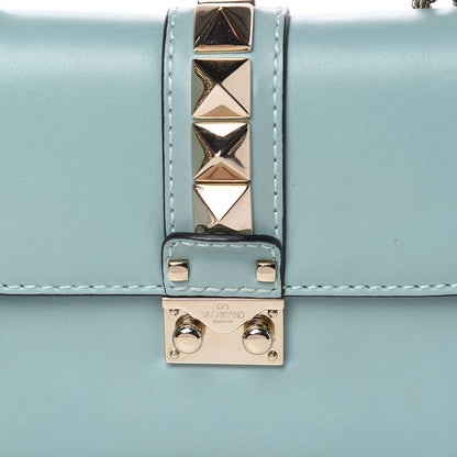 Valentino Garavani Vitello Small Glam Lock Rockstud Flap Light Blue 9 of 12