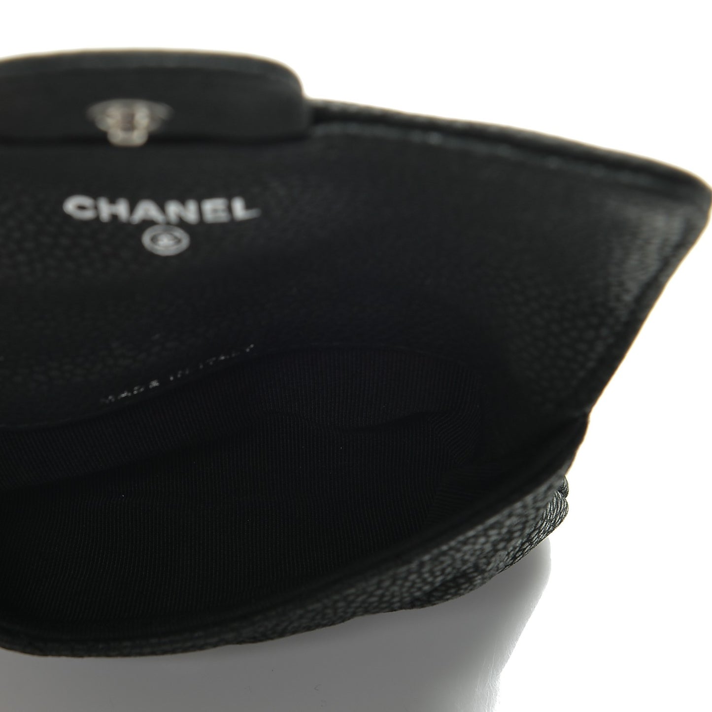 Iridescent Caviar Quilted Coin Purse Black