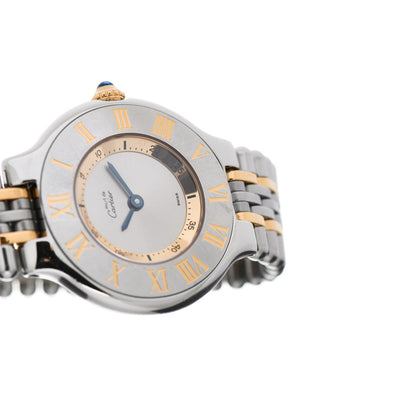 Cartier Stainless Steel 18K Yellow Gold 28mm Must De 21 Bullet Link Quartz Watch 5 of 7