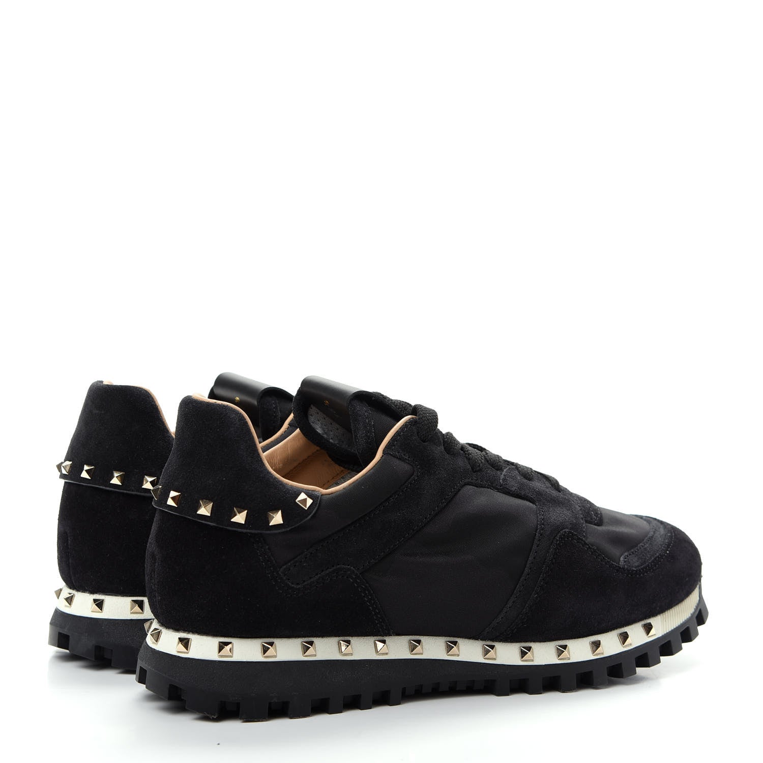 Valentino Garavani Suede Nylon Camouflage Womens Soul Rockstud Sneakers 36.5 Black 4 of 10