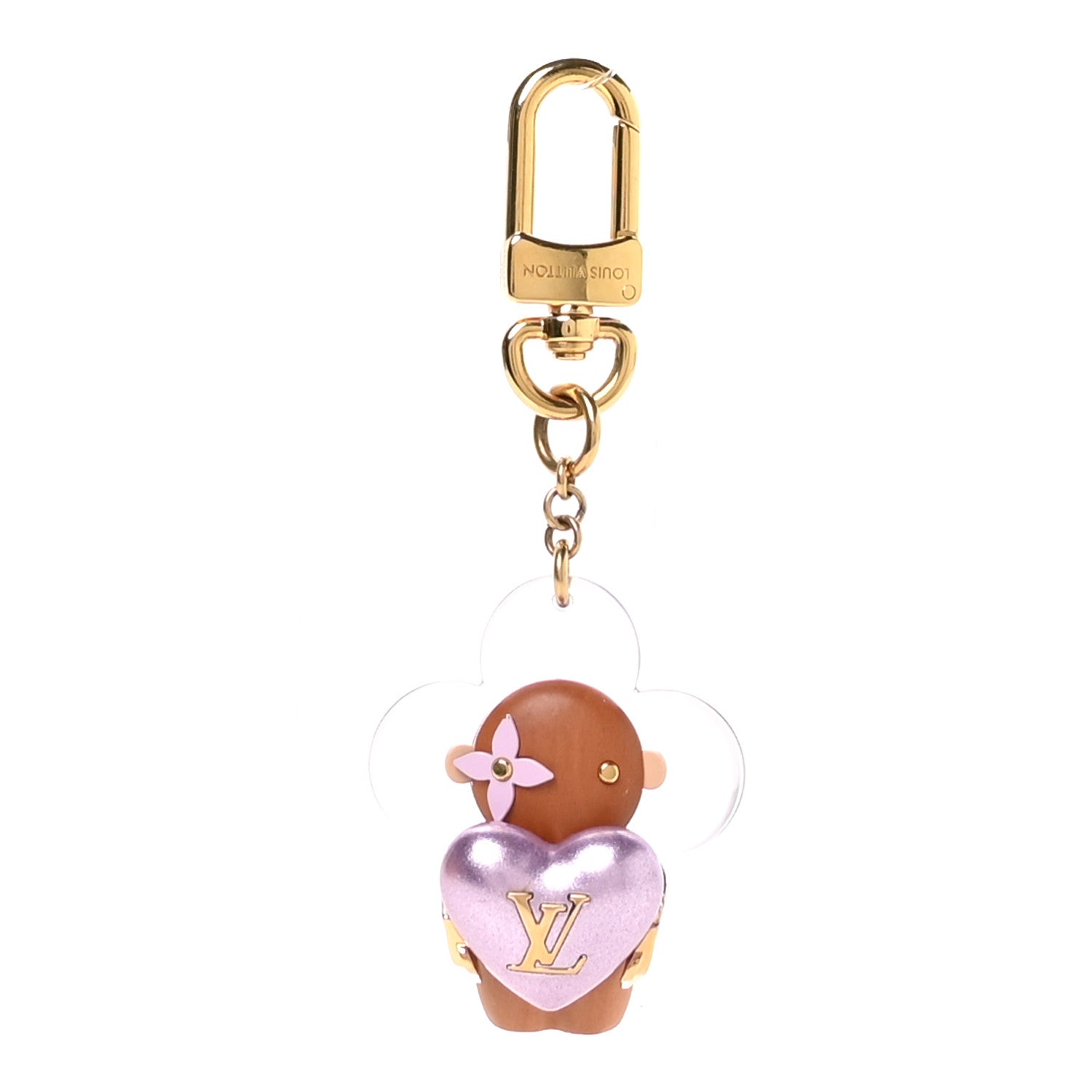 Louis Vuitton Wood Plexiglass Vivienne Amour Bag Charm Key Holder Gold 1 of 4