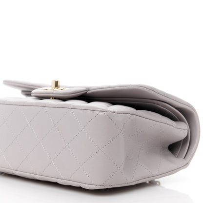 Chanel Lambskin Quilted Small Double Flap Light Grey 11 of 15