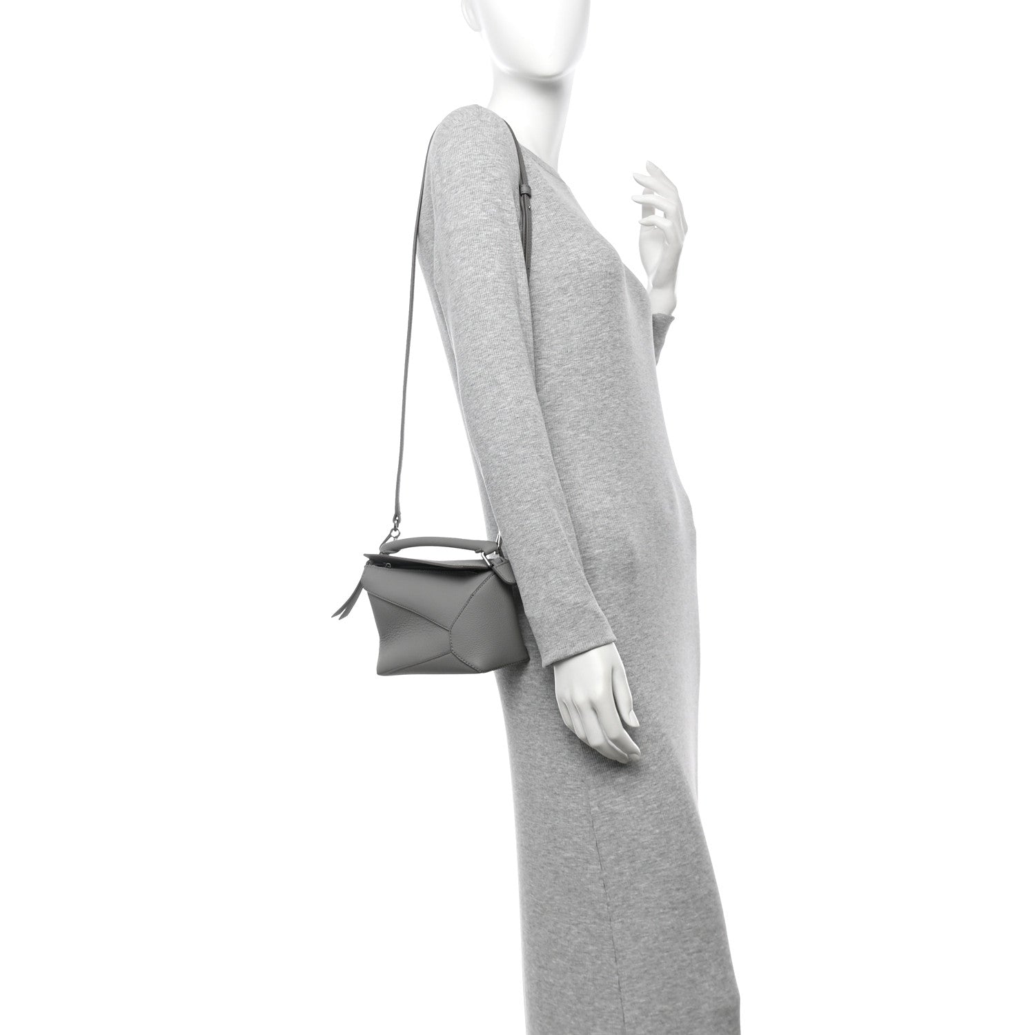 Loewe Soft Grained Calfskin Mini Puzzle Edge Bag Pearl Grey 2 of 10
