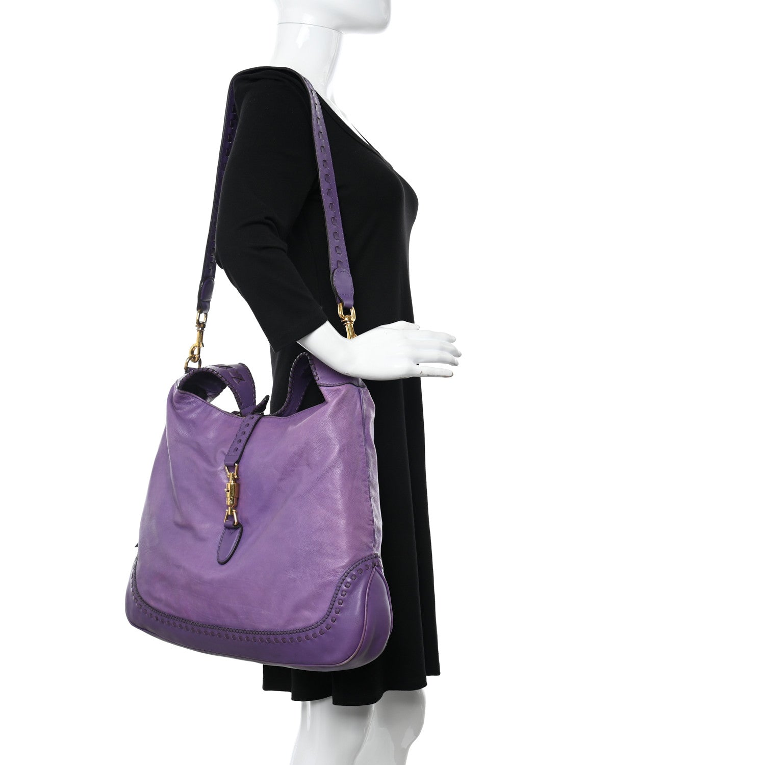 Gucci Calfskin Large New Jackie Hobo Purple 2 of 10