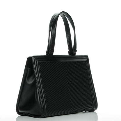 Chanel Calfskin Chevron Quilted Boy Shopping Tote Black 3 of 7