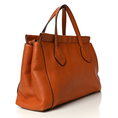 Gucci Pebbled Calfskin Large Lady Tassel Top Handle Bag Orange 3 of 17