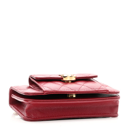 Chanel Caviar Quilted Pocket Twins Clutch With Chain Burgundy 4 of 12
