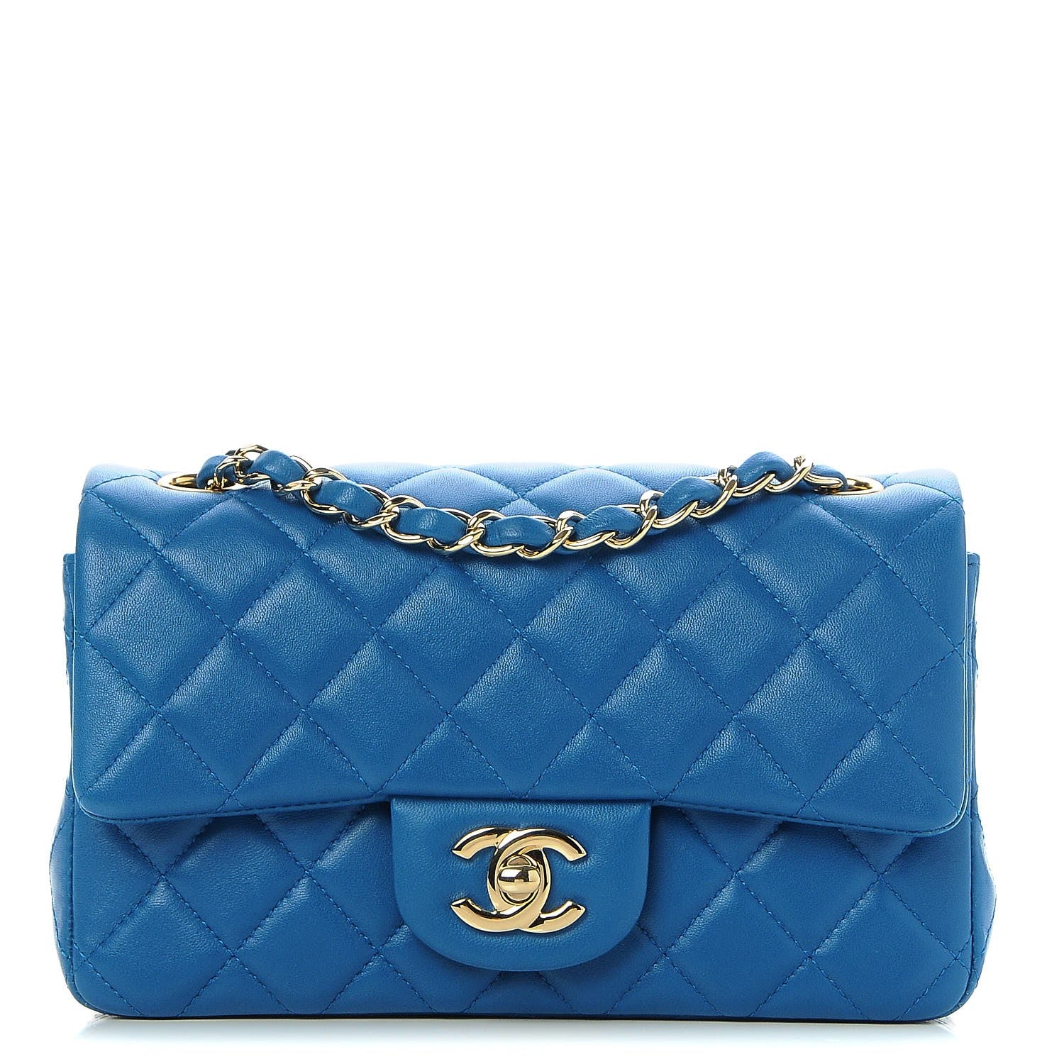 Chanel Lambskin Quilted Mini Rectangular Flap Blue 1 of 8