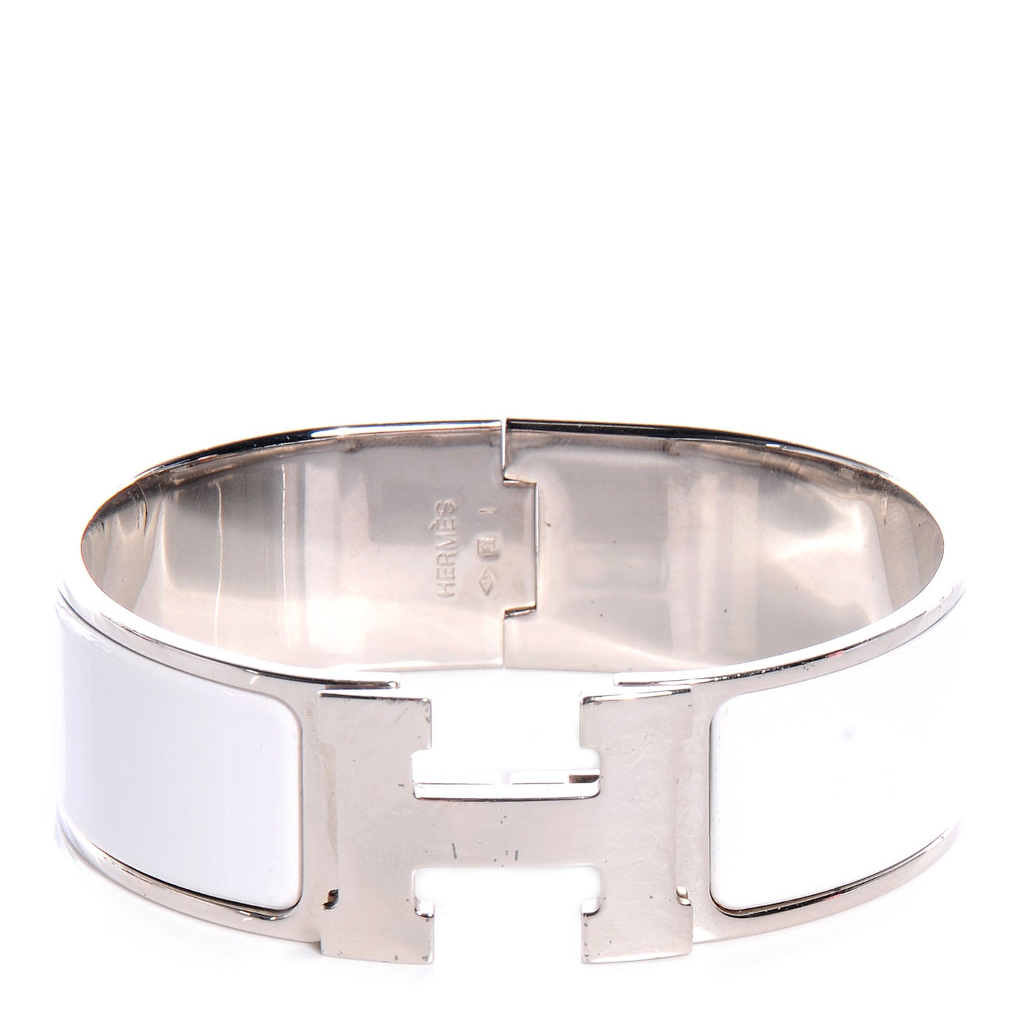 Enamel Wide Clic Clac H Bracelet GM White