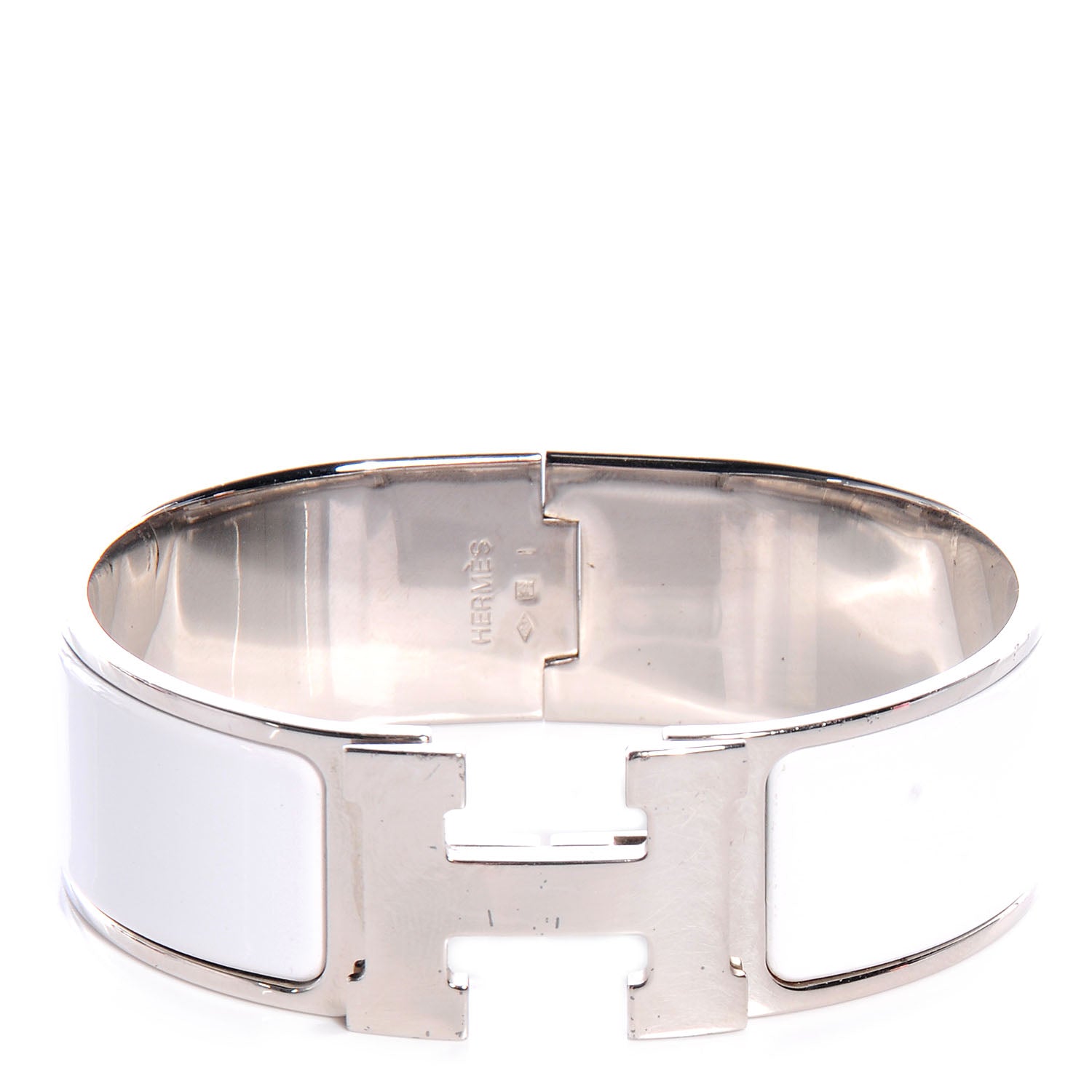 Hermes Enamel Wide Clic Clac H Bracelet GM White 1 of 5