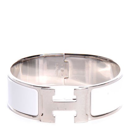 Hermes Enamel Wide Clic Clac H Bracelet GM White 1 of 5