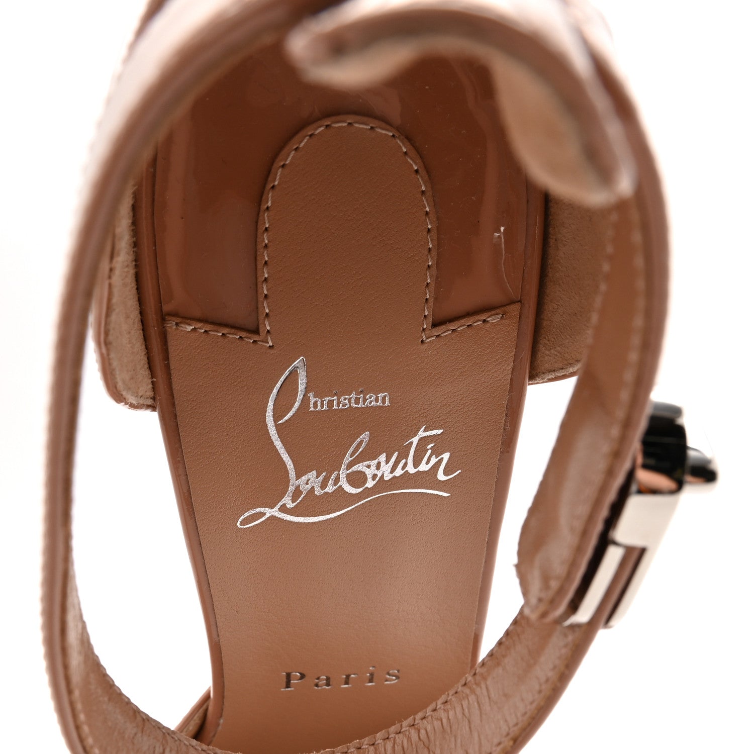 Christian Louboutin Patent Lock Strap 85 Pumps 40 Nude 8 of 9