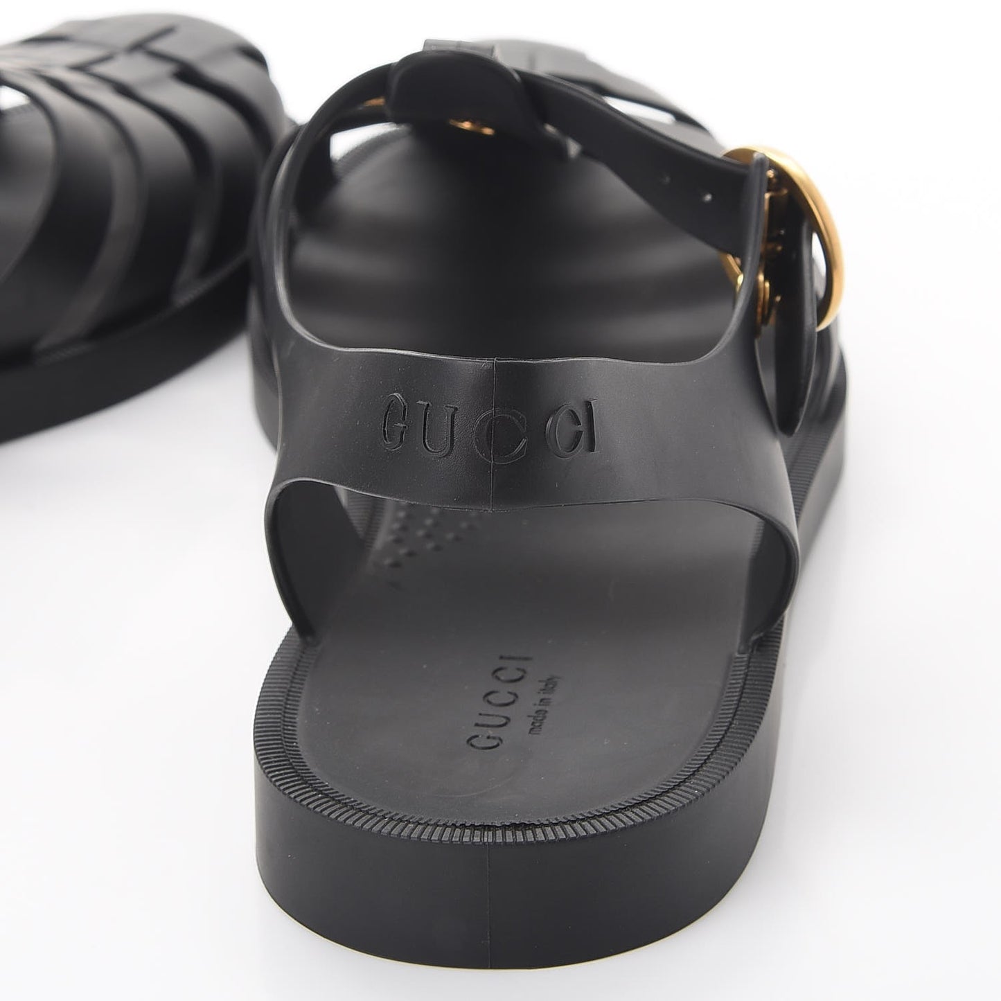 Rubber Mens Buckle Strap Sandals 8 Black