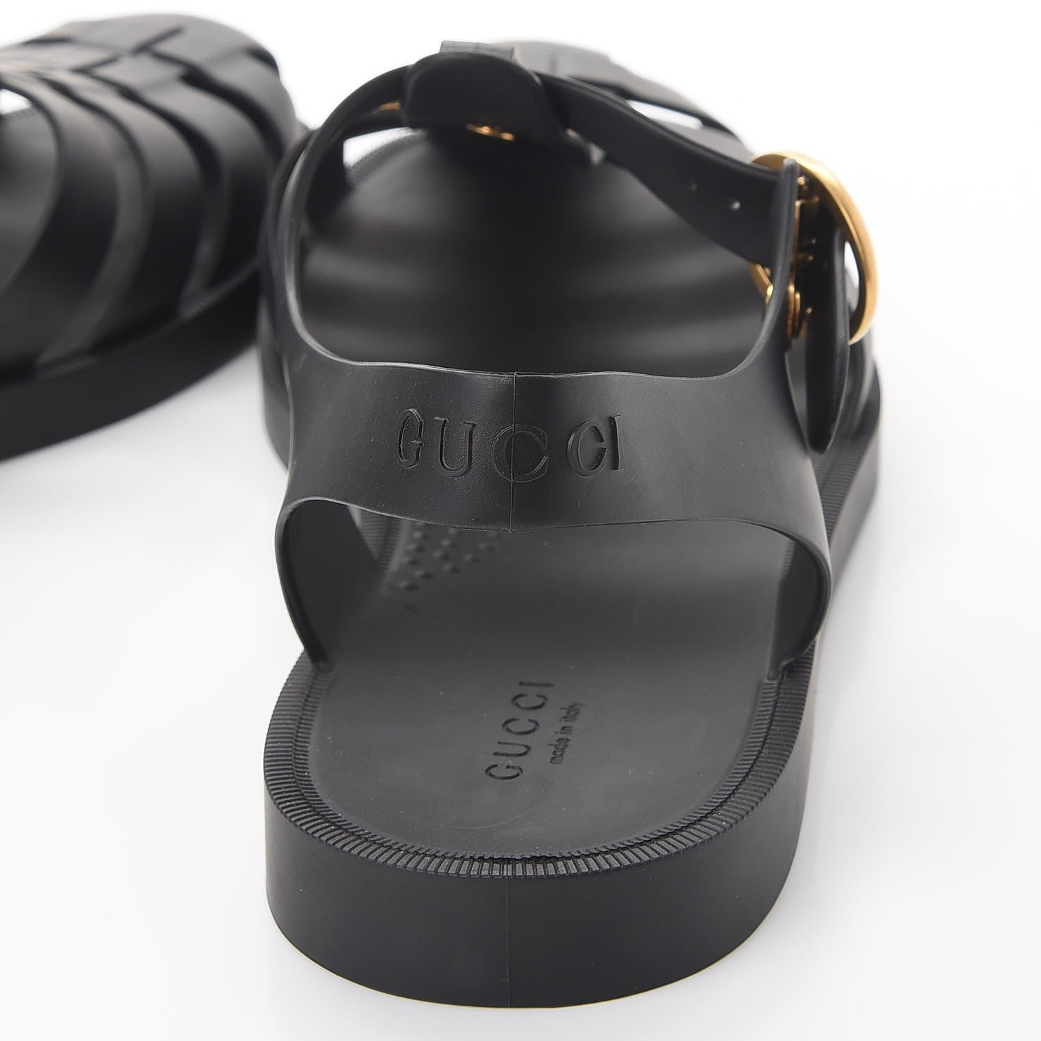 Gucci Rubber Mens Buckle Strap Sandals 8 Black 10 of 11