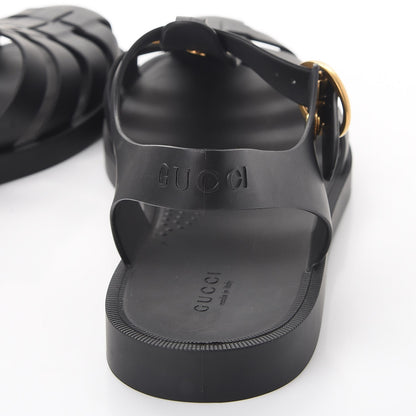 Gucci Rubber Mens Buckle Strap Sandals 8 Black 10 of 11