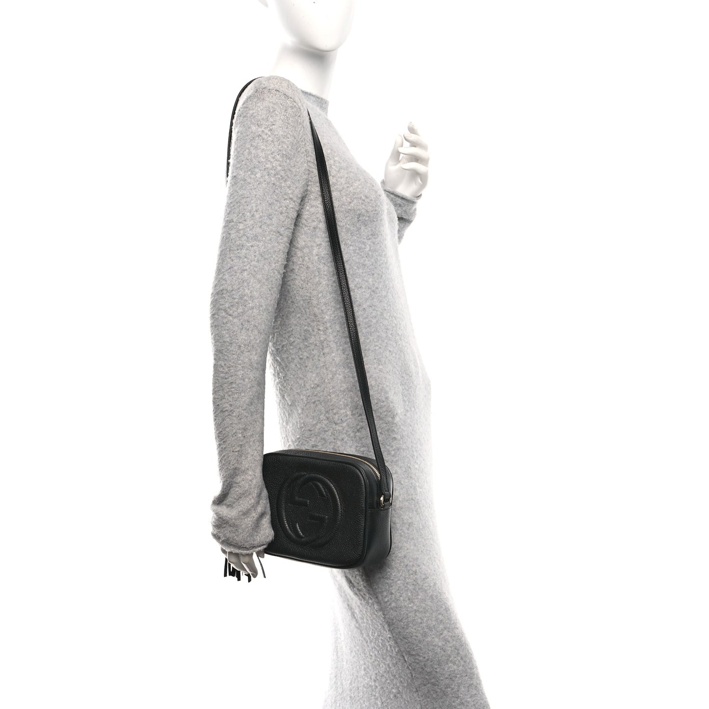 Pebbled Calfskin Small Soho Disco Bag Black