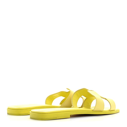 Hermes Epsom Oran Sandals 38.5 Jaune Pollen 5 of 14