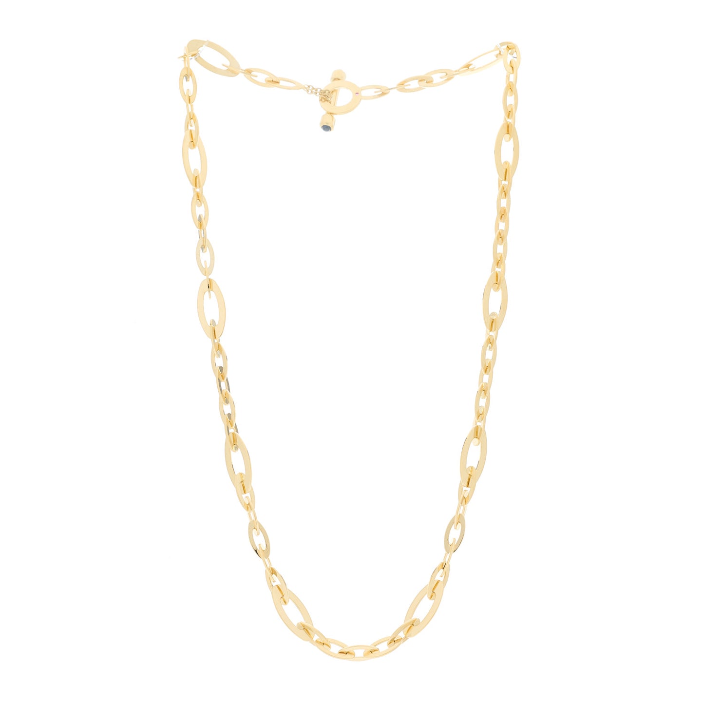 18K Yellow Gold Blue Sapphire Chic and Shine Oval Link Necklace