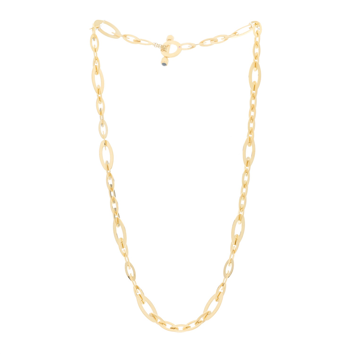 Roberto Coin 18K Yellow Gold Blue Sapphire Chic and Shine Oval Link Necklace 2 of 3