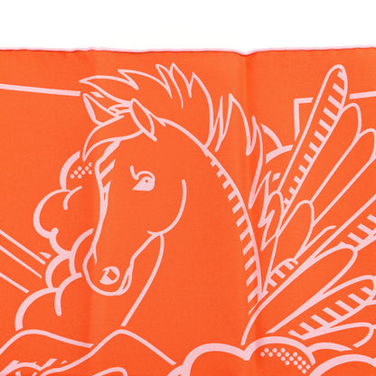 Hermes Silk Pegase Pop Pocket Square Vermillon Rose 3 of 3