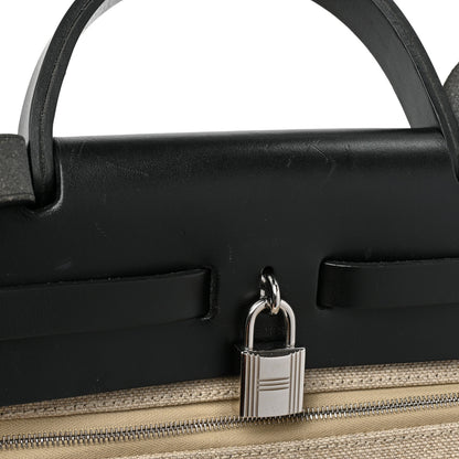Hermes Military Toile Vache Hunter Herbag Zip Retourne 31 PM Ficelle Black 12 of 12