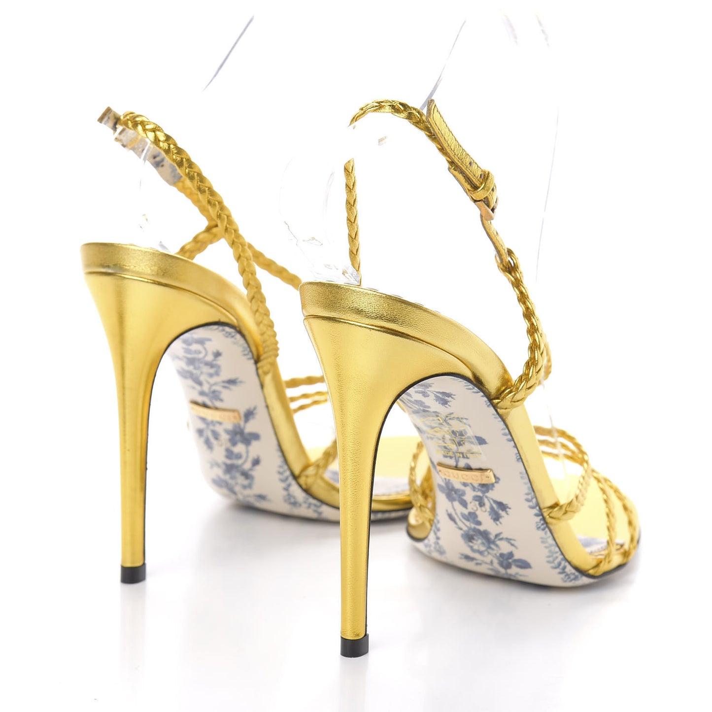 Metallic Nappa Braided Haines High Heel Sandals 38 Gold