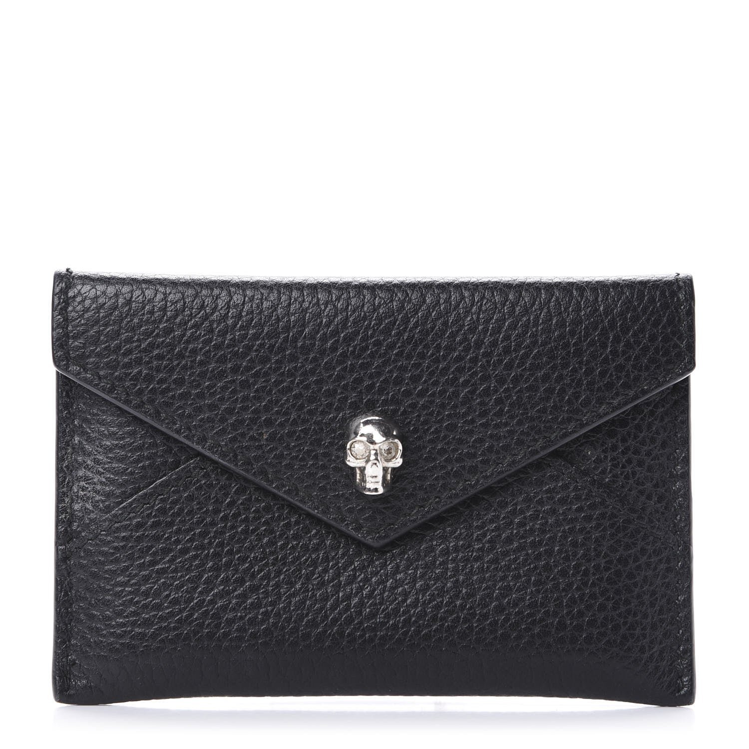 Alexander McQueen Calfskin Skull Envelope Card Holder Black 1 of 7