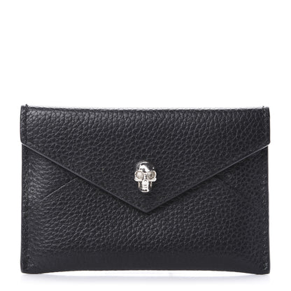 Alexander McQueen Calfskin Skull Envelope Card Holder Black 1 of 7