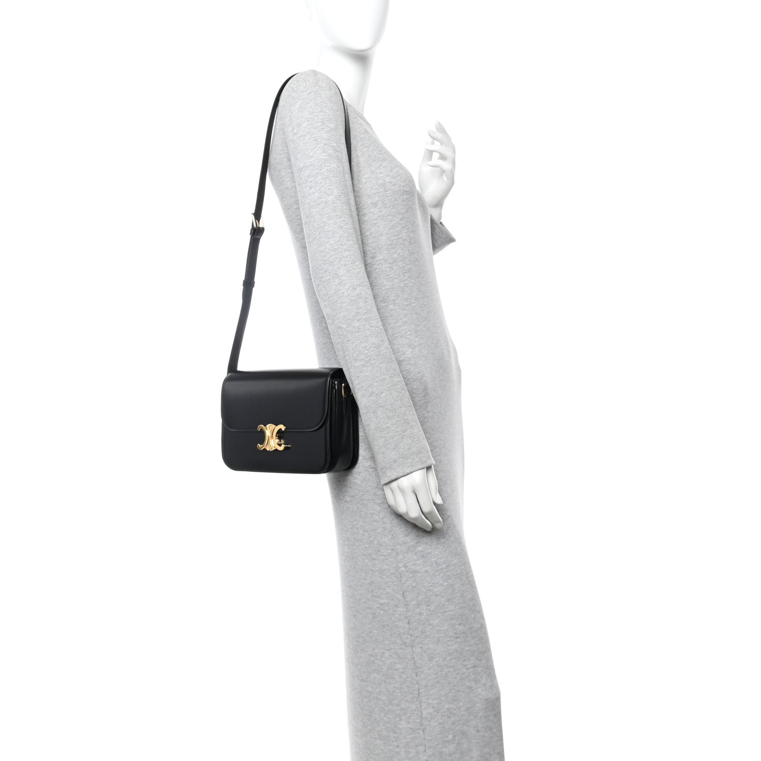 Celine Shiny Calfskin Medium Triomphe Black 2 of 10
